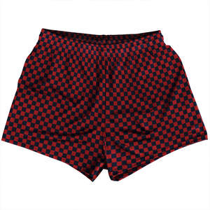 Checkerboard Half Inch Blue Navy and Red Dark Womens & Girls Sport Shorts End Made In USA Checkerboard Half Inch Blue Navy and Red Dark Womens & Girls Sport Shorts End Made In USA