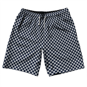 Checkerboard Half Inch Blue Navy And Grey Medium 10" Swim Shorts Made in USA Checkerboard Half Inch Blue Navy And Grey Medium 10" Swim Shorts Made in USA