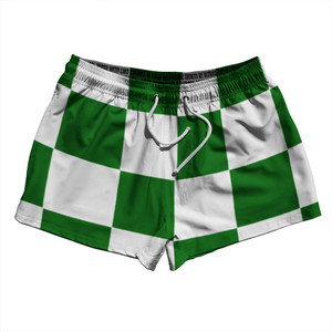 Checkerboard 5 Inches Green Kelly and White 2.5" Swim Shorts Made in USA Checkerboard 5 Inches Green Kelly and White 2.5" Swim Shorts Made in USA