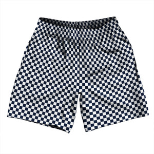 Checkerboard Half Inch Blue Navy and White Soccer Shorts Made In USA Checkerboard Half Inch Blue Navy and White Soccer Shorts Made In USA