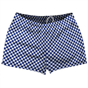 Checkerboard Half Inch Blue Royal and White Shorty Short Gym Shorts 2.5" Inseam Made In USA Checkerboard Half Inch Blue Royal and White Shorty Short Gym Shorts 2.5" Inseam Made In USA