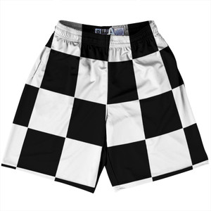 Checkerboard 5 Inches Black and White Lacrosse Shorts Made In USA Checkerboard 5 Inches Black and White Lacrosse Shorts Made In USA