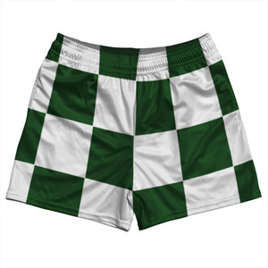 Checkerboard 5 Inches Green Hunter and White Rugby Shorts Made In USA Checkerboard 5 Inches Green Hunter and White Rugby Shorts Made In USA