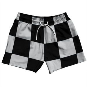 Checkerboard 5 Inches Black and Grey Medium 5" Swim Shorts Made in USA Checkerboard 5 Inches Black and Grey Medium 5" Swim Shorts Made in USA