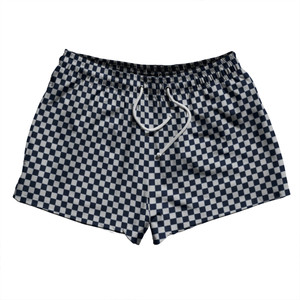 Checkerboard Half Inch Blue Navy And Grey Medium 2.5" Swim Shorts Made in USA Checkerboard Half Inch Blue Navy And Grey Medium 2.5" Swim Shorts Made in USA