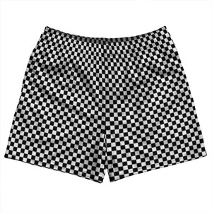 Checkerboard Half Inch Black and White Rugby Shorts Made In USA Checkerboard Half Inch Black and White Rugby Shorts Made In USA