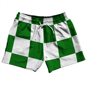 Checkerboard 5 Inches Green Kelly and White 5" Swim Shorts Made in USA Checkerboard 5 Inches Green Kelly and White 5" Swim Shorts Made in USA