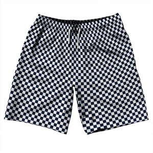 Checkerboard Half Inch Blue Navy and White 10" Swim Shorts Made in USA Checkerboard Half Inch Blue Navy and White 10" Swim Shorts Made in USA