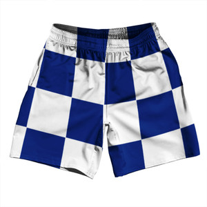 Checkerboard 5 Inches Blue Royal and White Soccer Shorts Made In USA Checkerboard 5 Inches Blue Royal and White Soccer Shorts Made In USA