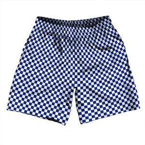 Checkerboard Half Inch Blue Royal and White Soccer Shorts Made In USA Checkerboard Half Inch Blue Royal and White Soccer Shorts Made In USA