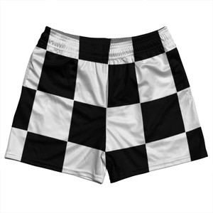 Checkerboard 5 Inches Black and White Rugby Shorts Made In USA Checkerboard 5 Inches Black and White Rugby Shorts Made In USA