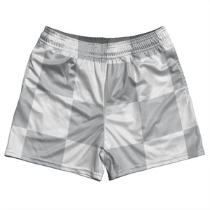 Checkerboard 5 Inches Grey Medium and White Rugby Shorts Made In USA Checkerboard 5 Inches Grey Medium and White Rugby Shorts Made In USA