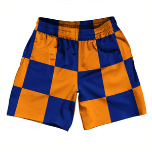 Checkerboard 5 Inches Blue Royal and Tennessee Orange Athletic Running Fitness Exercise Shorts 7" Inseam Shorts Made In USA Checkerboard 5 Inches Blue Royal and Tennessee Orange Athletic Running Fitness Exercise Shorts 7" Inseam Shorts Made In USA