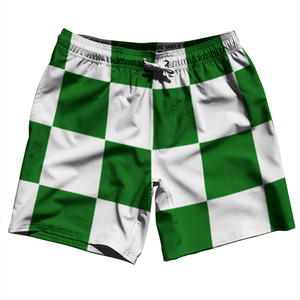 Checkerboard 5 Inches Green Kelly and White Swim Shorts 7" Made in USA Checkerboard 5 Inches Green Kelly and White Swim Shorts 7" Made in USA