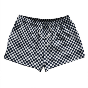 Checkerboard Half Inch Blue Navy and White 2.5" Swim Shorts Made in USA Checkerboard Half Inch Blue Navy and White 2.5" Swim Shorts Made in USA
