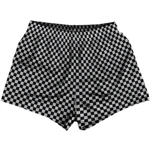 Checkerboard Half Inch Black and Grey Medium Womens & Girls Sport Shorts End Made In USA Checkerboard Half Inch Black and Grey Medium Womens & Girls Sport Shorts End Made In USA
