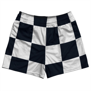Checkerboard 5 Inches Blue Navy Almost Black and White Rugby Shorts Made In USA Checkerboard 5 Inches Blue Navy Almost Black and White Rugby Shorts Made In USA