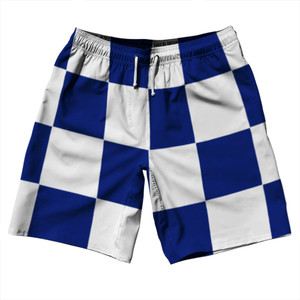 Checkerboard 5 Inches Blue Royal and White 10" Swim Shorts Made in USA Checkerboard 5 Inches Blue Royal and White 10" Swim Shorts Made in USA