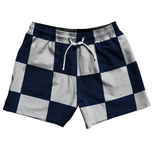 Checkerboard 5 Inches Blue Navy And Grey Medium 5" Swim Shorts Made in USA Checkerboard 5 Inches Blue Navy And Grey Medium 5" Swim Shorts Made in USA