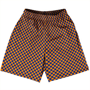 Checkerboard Half Inch Blue Royal and Tennessee Orange Basketball Practice Shorts Made In USA Checkerboard Half Inch Blue Royal and Tennessee Orange Basketball Practice Shorts Made In USA