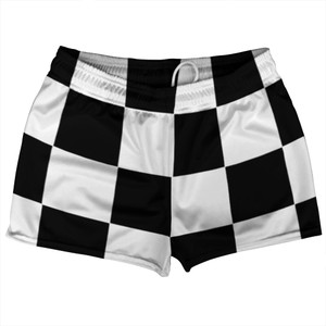 Checkerboard 5 Inches Black and White Shorty Short Gym Shorts 2.5" Inseam Made In USA Checkerboard 5 Inches Black and White Shorty Short Gym Shorts 2.5" Inseam Made In USA
