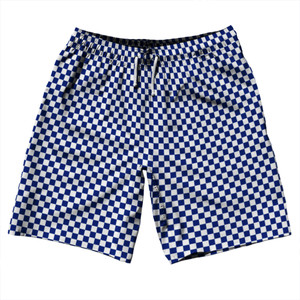 Checkerboard Half Inch Blue Royal and White 10" Swim Shorts Made in USA Checkerboard Half Inch Blue Royal and White 10" Swim Shorts Made in USA