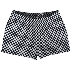 Checkerboard Half Inch Blue Navy Almost Black and White Shorty Short Gym Shorts 2.5" Inseam Made In USA Checkerboard Half Inch Blue Navy Almost Black and White Shorty Short Gym Shorts 2.5" Inseam Made In USA
