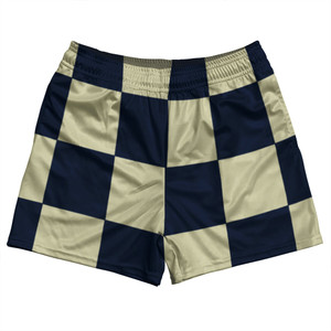 Checkerboard 5 Inches Blue Navy and Vegas Gold Rugby Shorts Made In USA Checkerboard 5 Inches Blue Navy and Vegas Gold Rugby Shorts Made In USA