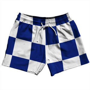 Checkerboard 5 Inches Blue Royal and White 5" Swim Shorts Made in USA Checkerboard 5 Inches Blue Royal and White 5" Swim Shorts Made in USA