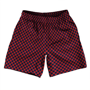 Checkerboard Half Inch Blue Navy and Red Dark Athletic Running Fitness Exercise Shorts 7" Inseam Shorts Made In USA Checkerboard Half Inch Blue Navy and Red Dark Athletic Running Fitness Exercise Shorts 7" Inseam Shorts Made In USA