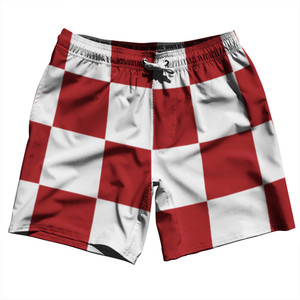 Checkerboard 5 Inches Red Dark and White Swim Shorts 7" Made in USA Checkerboard 5 Inches Red Dark and White Swim Shorts 7" Made in USA