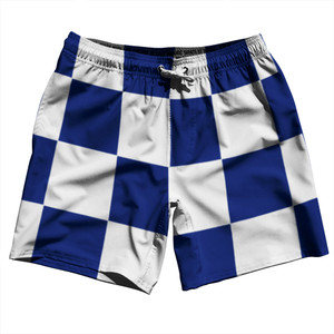 Checkerboard 5 Inches Blue Royal and White Swim Shorts 7" Made in USA Checkerboard 5 Inches Blue Royal and White Swim Shorts 7" Made in USA