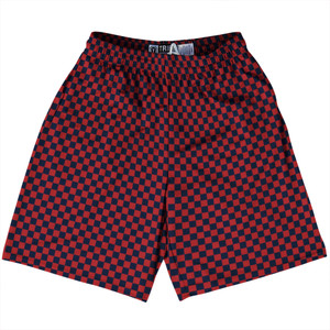 Checkerboard Half Inch Blue Navy and Red Dark Lacrosse Shorts Made In USA Checkerboard Half Inch Blue Navy and Red Dark Lacrosse Shorts Made In USA