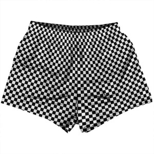 Checkerboard Half Inch Black and White Womens & Girls Sport Shorts End Made In USA Checkerboard Half Inch Black and White Womens & Girls Sport Shorts End Made In USA