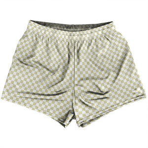 Checkerboard Half Inch Vegas Gold and White Womens & Girls Sport Shorts End Made In USA Checkerboard Half Inch Vegas Gold and White Womens & Girls Sport Shorts End Made In USA