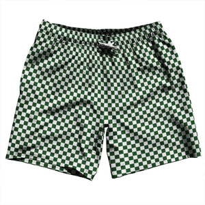 Checkerboard Half Inch Green Hunter and White Swim Shorts 7" Made in USA Checkerboard Half Inch Green Hunter and White Swim Shorts 7" Made in USA