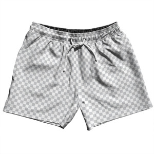 Checkerboard Half Inch Grey Medium and White 5" Swim Shorts Made in USA Checkerboard Half Inch Grey Medium and White 5" Swim Shorts Made in USA