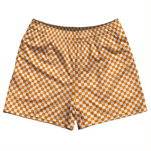 Checkerboard Half Inch Orange Tennessee and White Rugby Shorts Made In USA Checkerboard Half Inch Orange Tennessee and White Rugby Shorts Made In USA