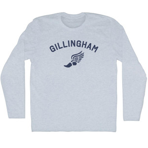 Gillingham Running Track Winged Foot Adult Tri-Blend Long Sleeve T-shirt - Athletic White
