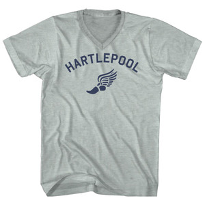 Hartlepool Running Track Winged Foot Adult Tri-Blend V-neck T-shirt - Athletic Cool Grey