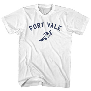 Port Vale Running Track Winged Foot Womens Cotton Junior Cut T-Shirt - White