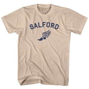 Salford Running Track Winged Foot Adult Cotton T-shirt - Creme