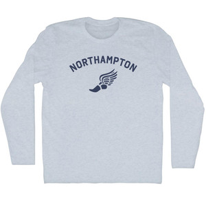 Northampton Running Track Winged Foot Adult Tri-Blend Long Sleeve T-shirt - Athletic White