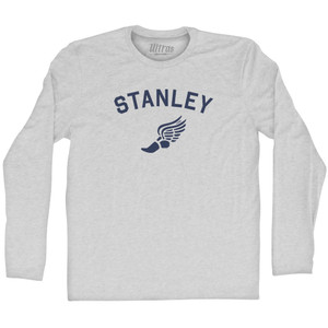 Stanley Running Track Winged Foot Adult Cotton Long Sleeve T-shirt - Grey Heather