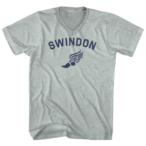 Swindon Running Track Winged Foot Adult Tri-Blend V-neck T-shirt - Athletic Cool Grey Swindon Running Track Winged Foot Adult Tri-Blend V-neck T-shirt - Athletic Cool Grey