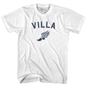 Villa Running Track Winged Foot Womens Cotton Junior Cut T-Shirt - White