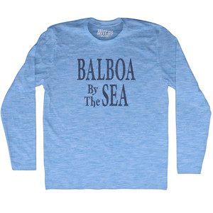 Balboa By The Sea Vintage Sign Adult Tri-Blend Long Sleeve T-shirt - Athletic Blue