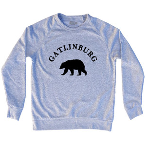 Gatlinburg Black Bear Tourist (Black Art) Adult Tri-Blend Sweatshirt - Grey Heather