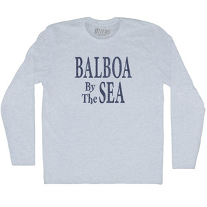 Balboa By The Sea Vintage Sign Adult Tri-Blend Long Sleeve T-shirt - Athletic White