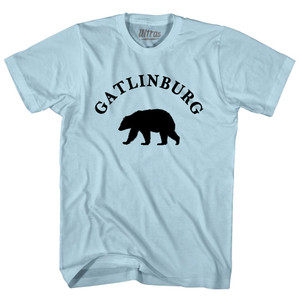 Gatlinburg Black Bear Tourist (Black Art) Adult Cotton T-shirt - Light Blue